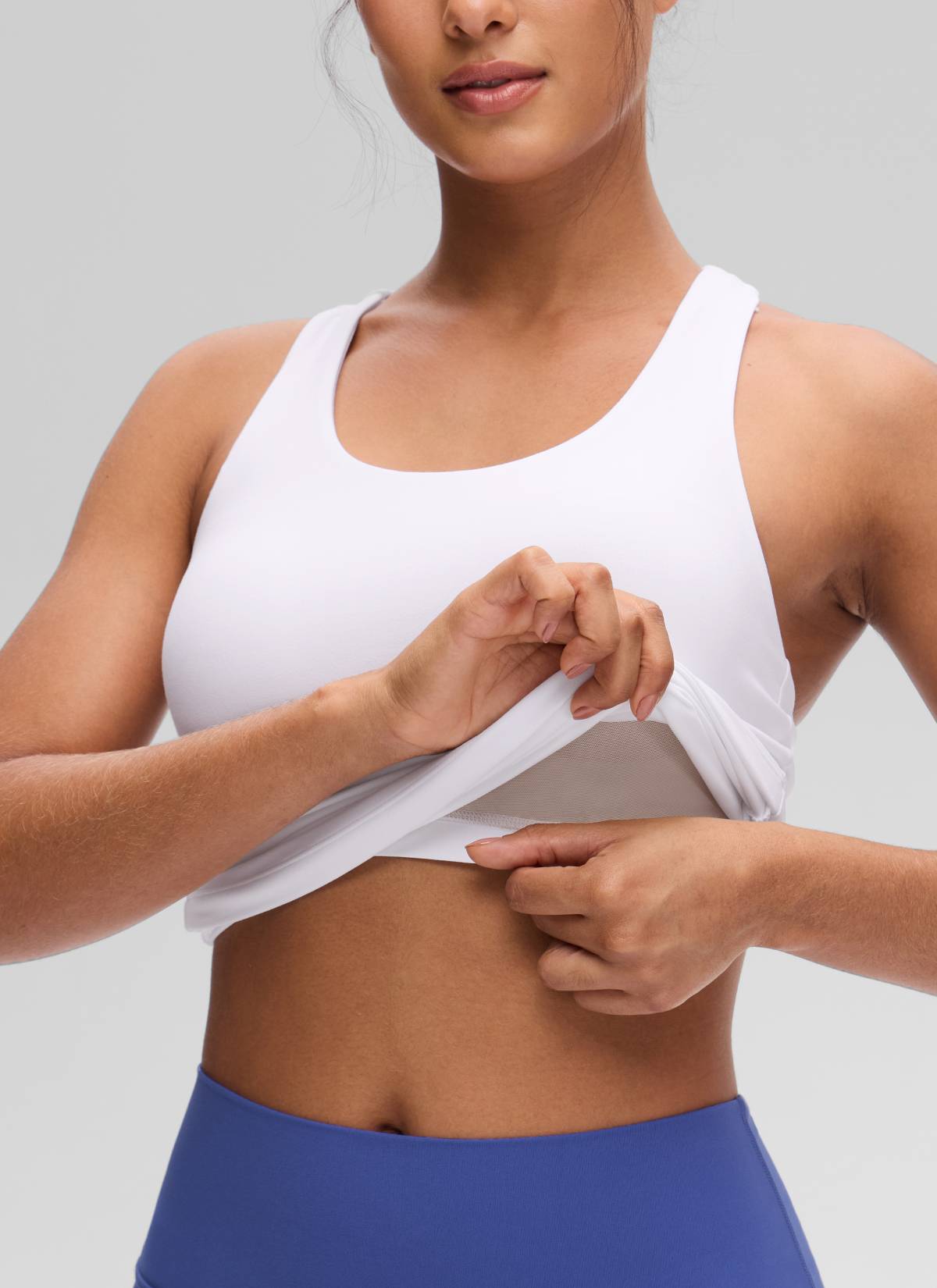 CRZ YOGA Atasan Yoga Wanita Model Ketat Butterluxe Tank Top dengan Bra Terintegrasi Warna Putih