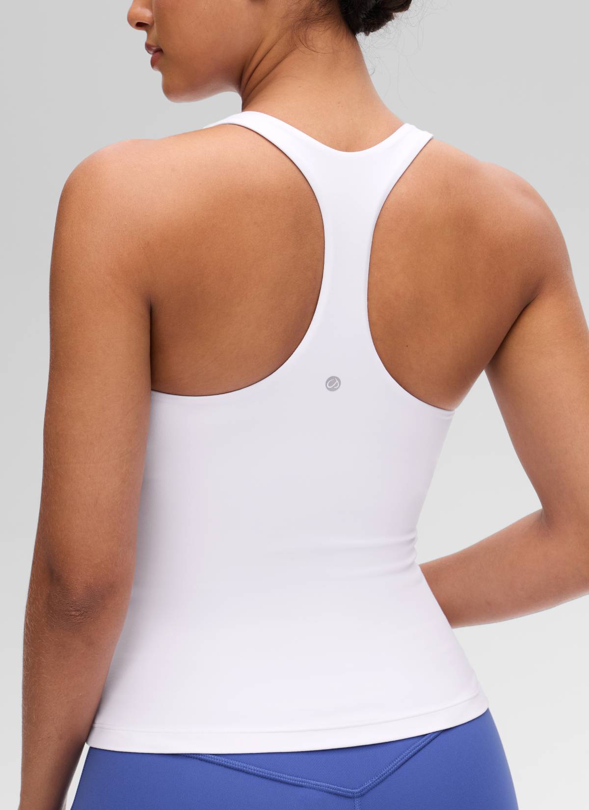 CRZ YOGA Atasan Yoga Wanita Model Ketat Butterluxe Tank Top dengan Bra Terintegrasi Warna Putih