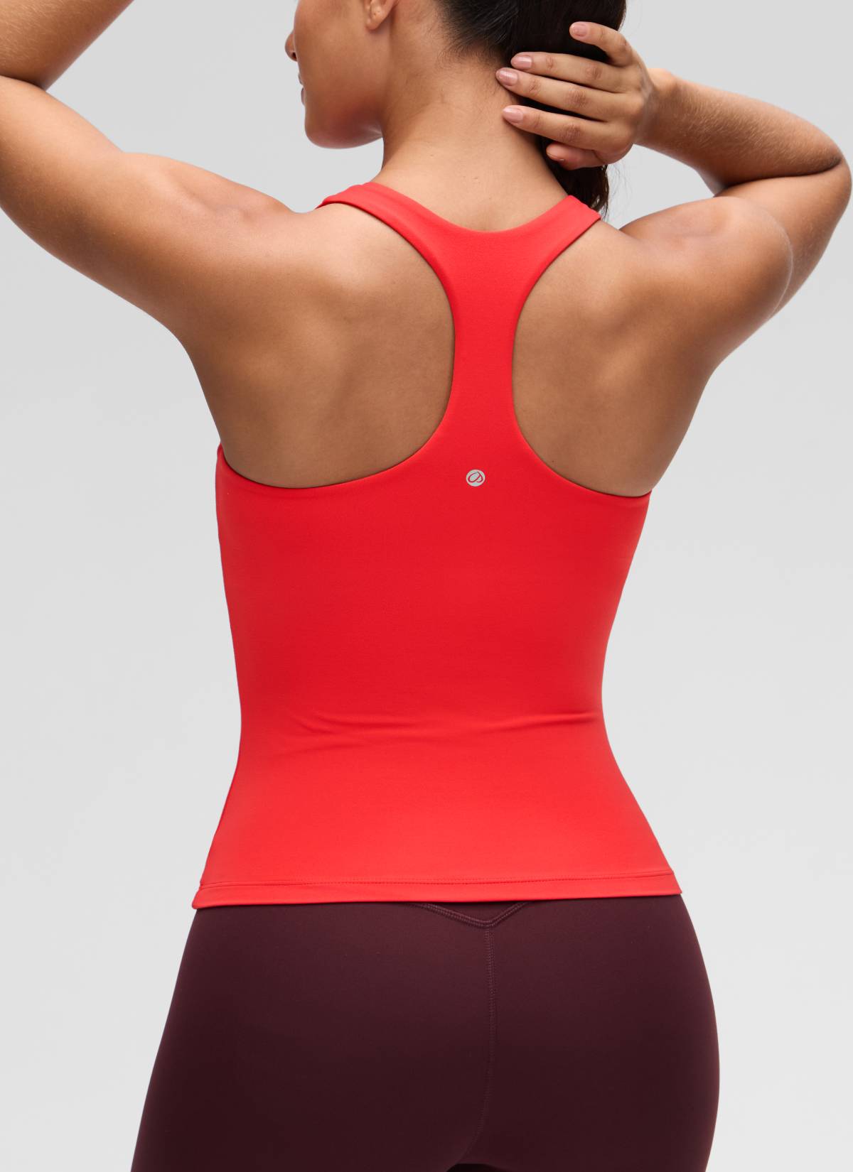 CRZ YOGA Atasan Yoga Wanita Model Ketat Butterluxe Tank Top dengan Bra Terintegrasi Warna Merah Tua
