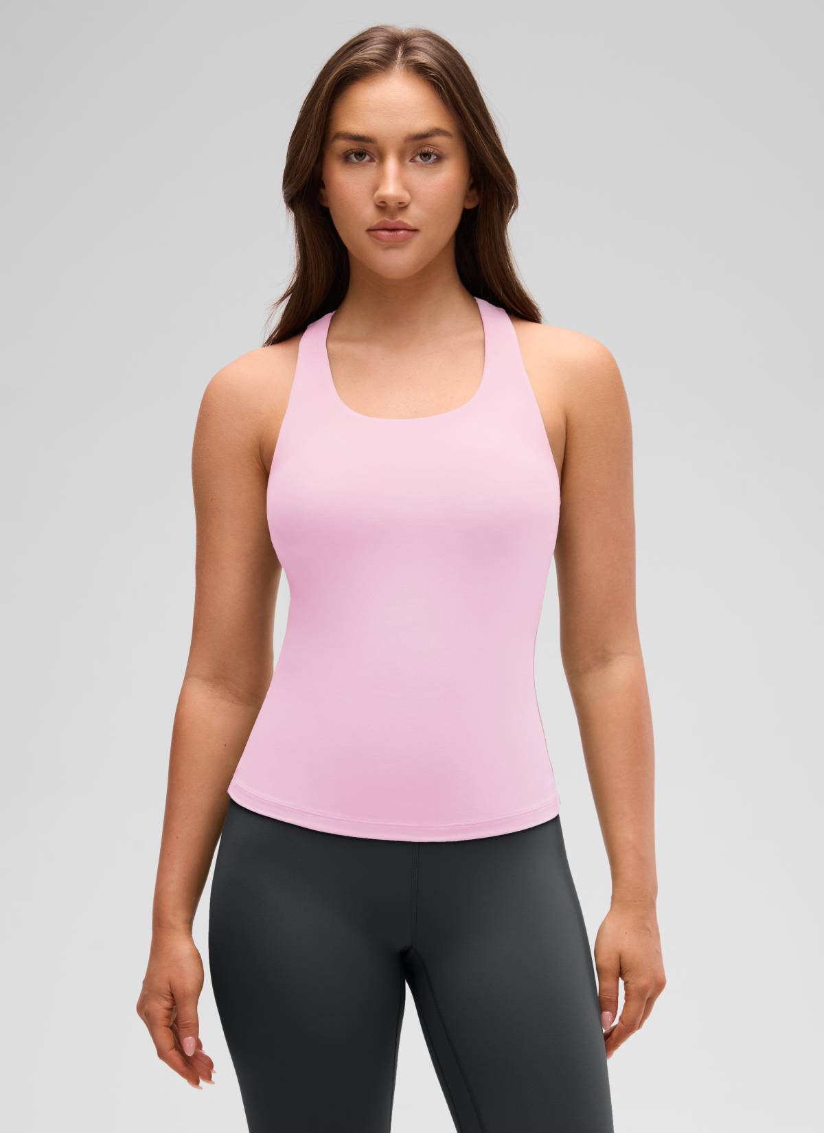 CRZ YOGA Atasan Yoga Wanita Model Ketat Butterluxe Tank Top dengan Bra Terintegrasi Warna Pink Peony