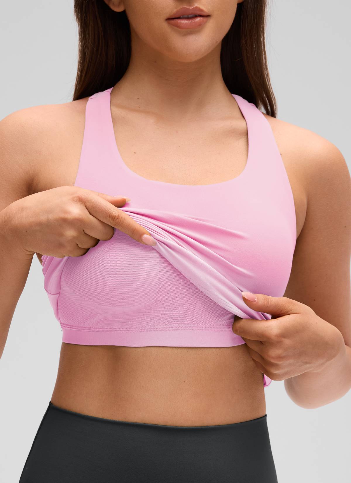 CRZ YOGA Atasan Yoga Wanita Model Ketat Butterluxe Tank Top dengan Bra Terintegrasi Warna Pink Peony