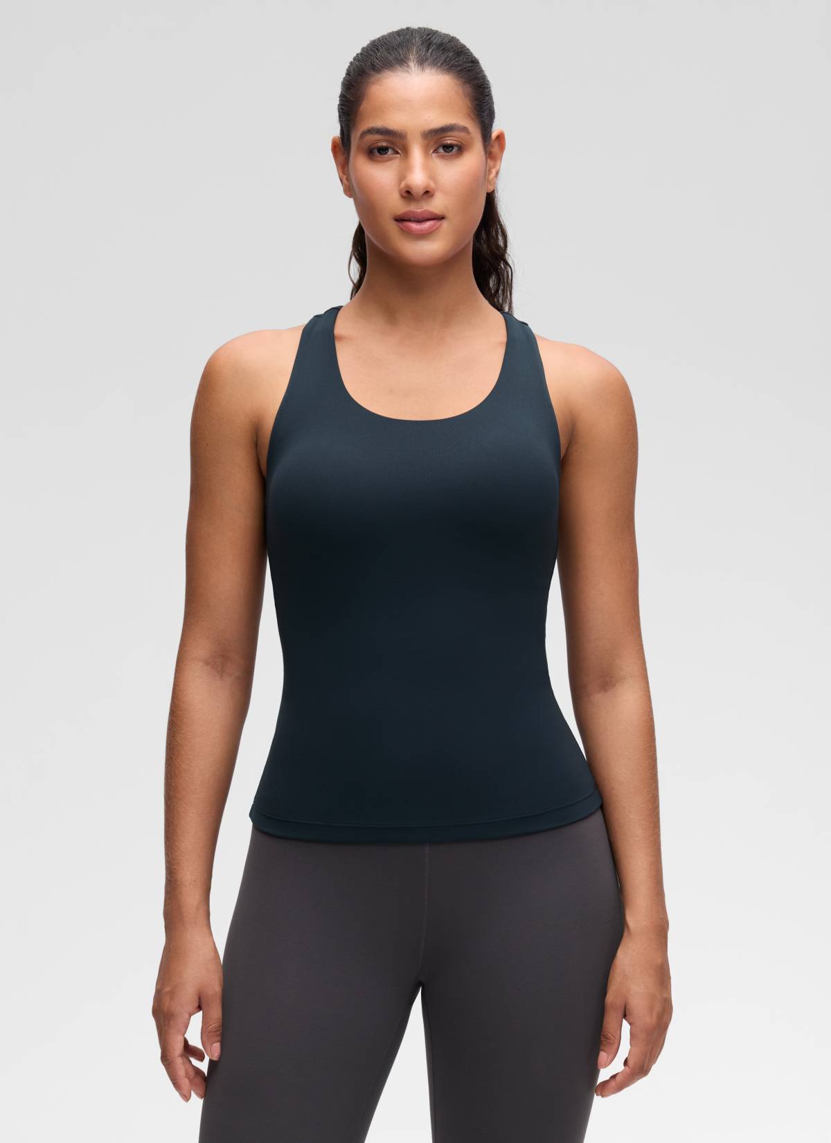 CRZ YOGA Atasan Yoga Wanita Model Ketat Butterluxe Tank Top dengan Bra Terintegrasi Warna True Navy