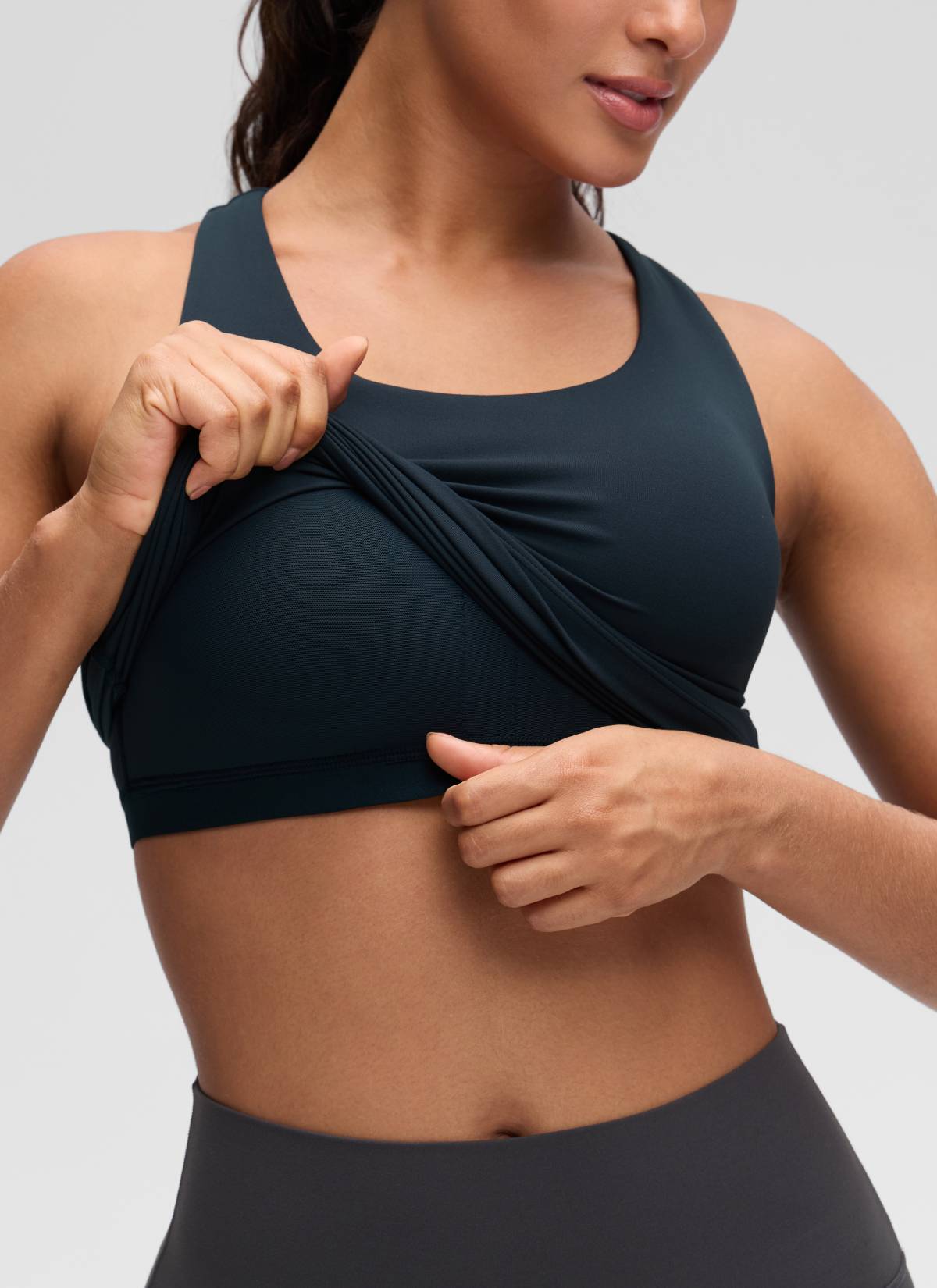 CRZ YOGA Atasan Yoga Wanita Model Ketat Butterluxe Tank Top dengan Bra Terintegrasi Warna True Navy