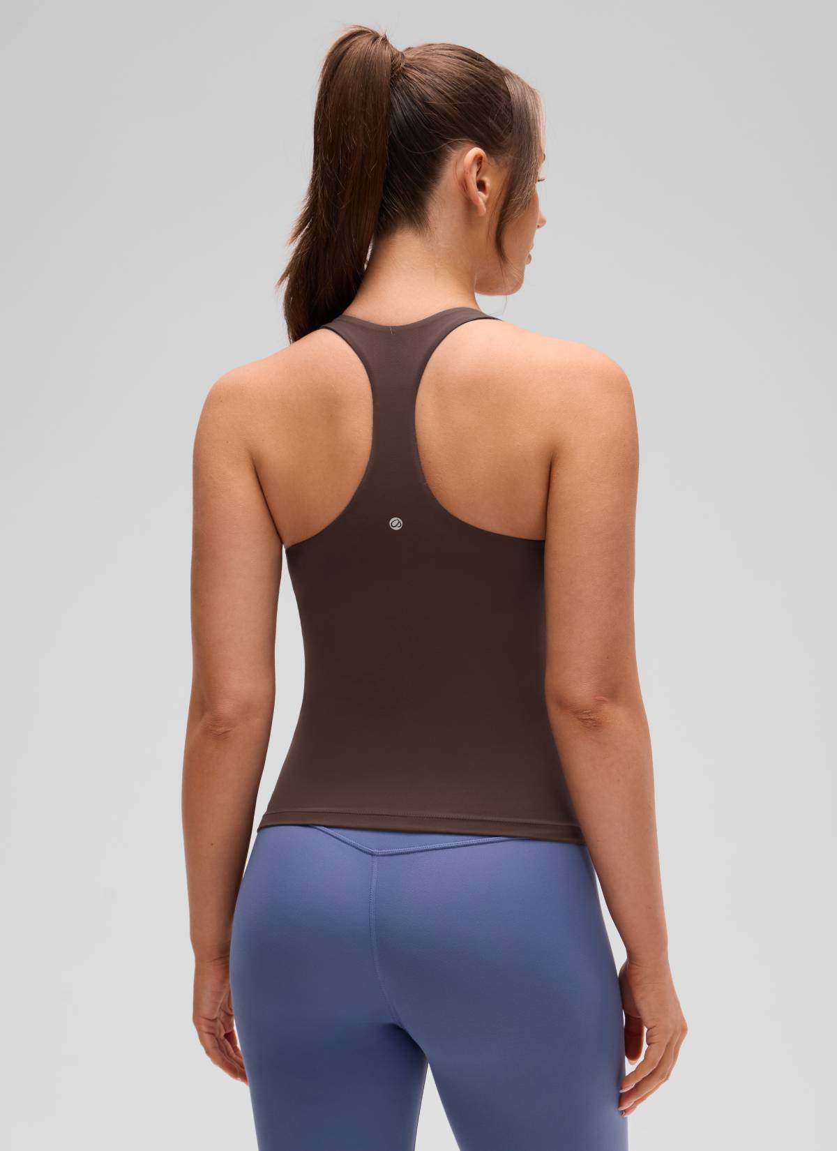 CRZ YOGA Atasan Yoga Wanita Model Ketat Butterluxe Tank Top dengan Bra Terintegrasi Warna Hot Fudge Brown