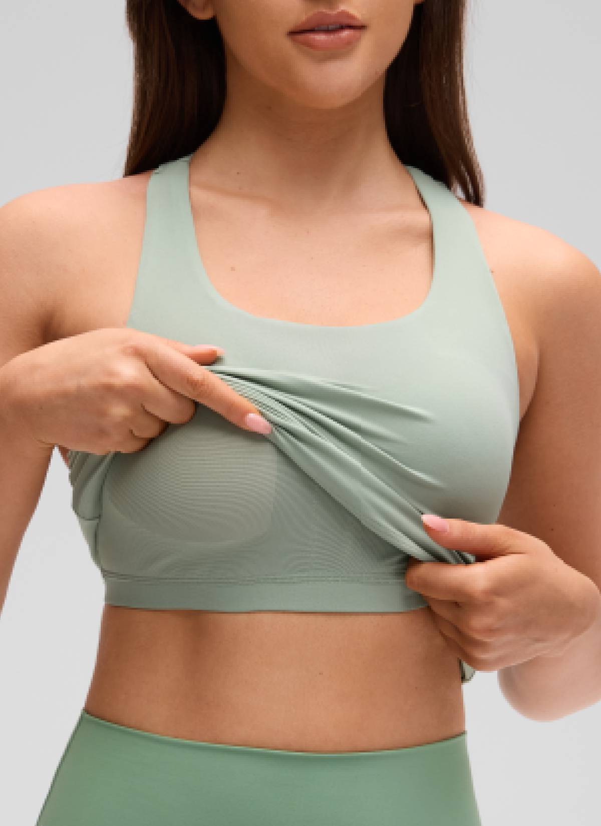 CRZ YOGA Atasan Yoga Wanita Model Ketat Butterluxe Tank Top dengan Bra Terintegrasi Warna Hijau Palm Court