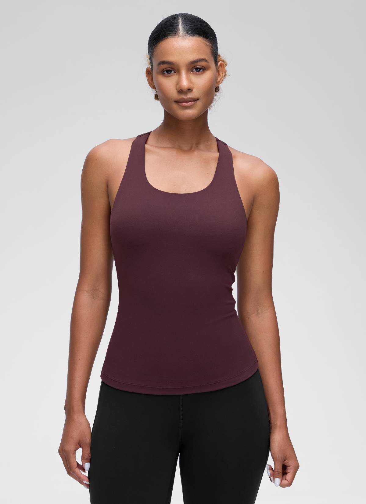 CRZ YOGA Atasan Yoga Wanita Model Ketat Butterluxe Tank Top dengan Bra Terintegrasi Warna Ripe Plum