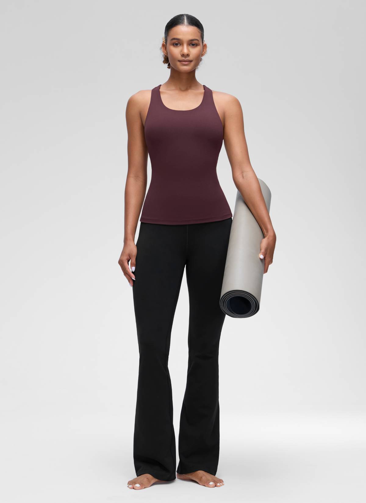 CRZ YOGA Atasan Yoga Wanita Model Ketat Butterluxe Tank Top dengan Bra Terintegrasi Warna Ripe Plum