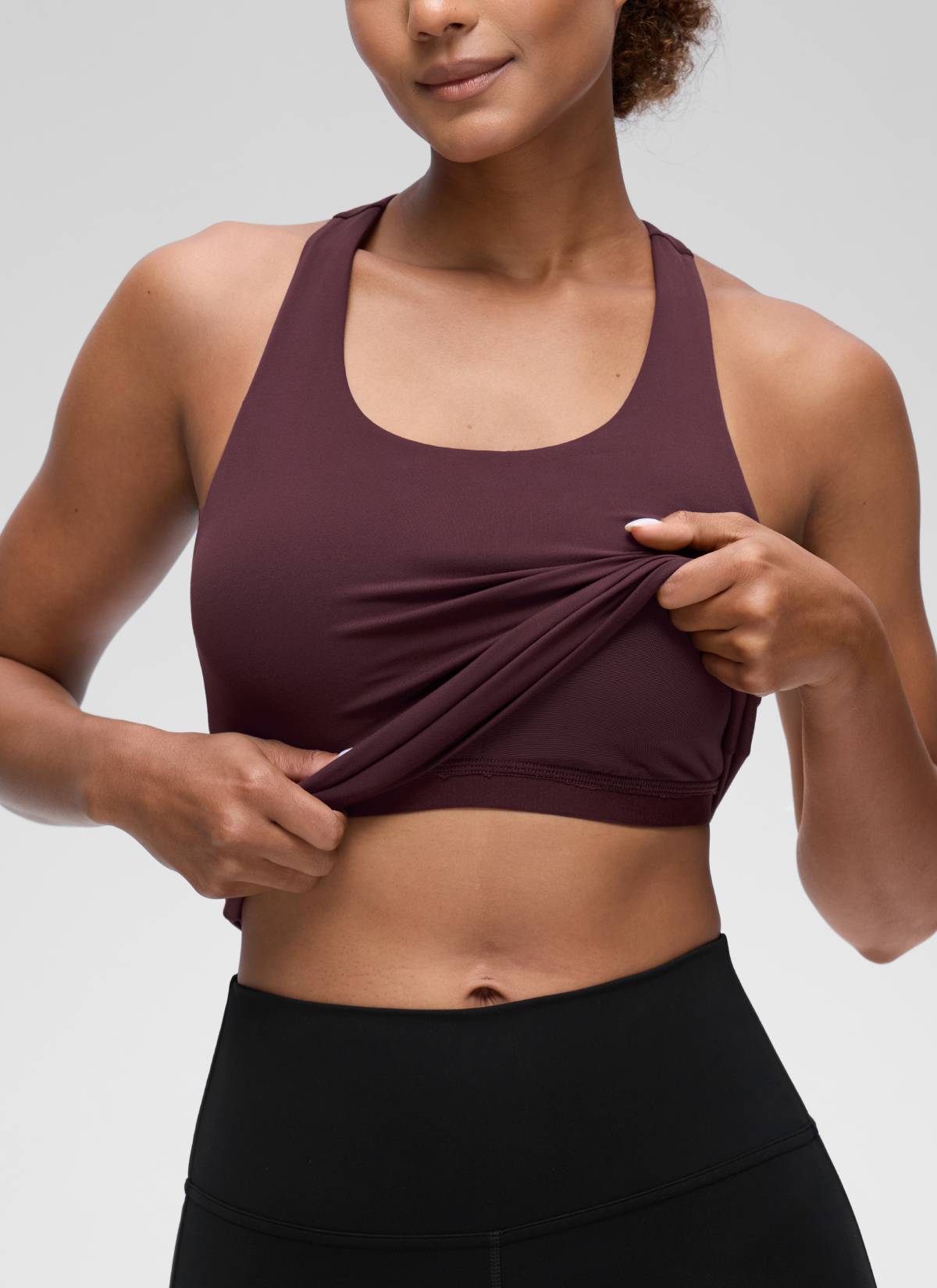 CRZ YOGA Atasan Yoga Wanita Model Ketat Butterluxe Tank Top dengan Bra Terintegrasi Warna Ripe Plum
