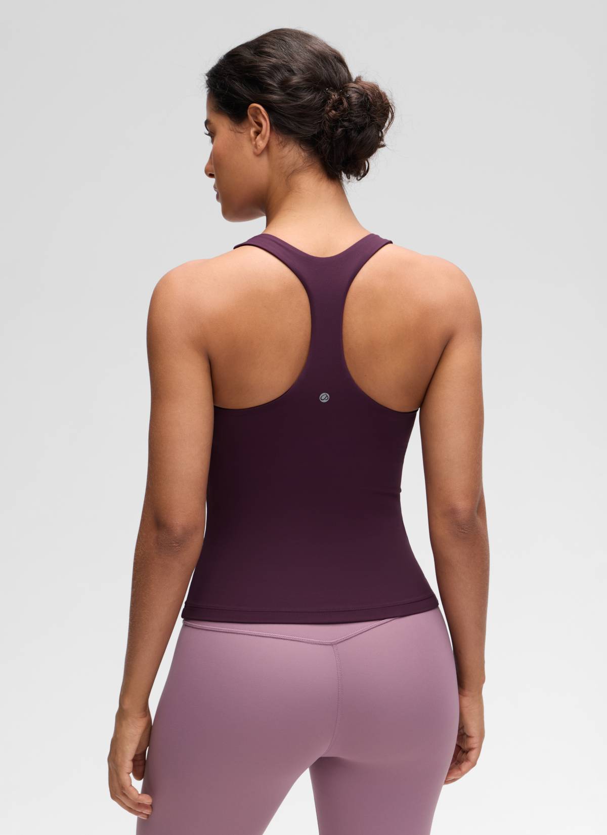 CRZ YOGA Atasan Yoga Wanita Model Ketat Butterluxe Tank Top dengan Bra Terintegrasi Warna Ungu Tua