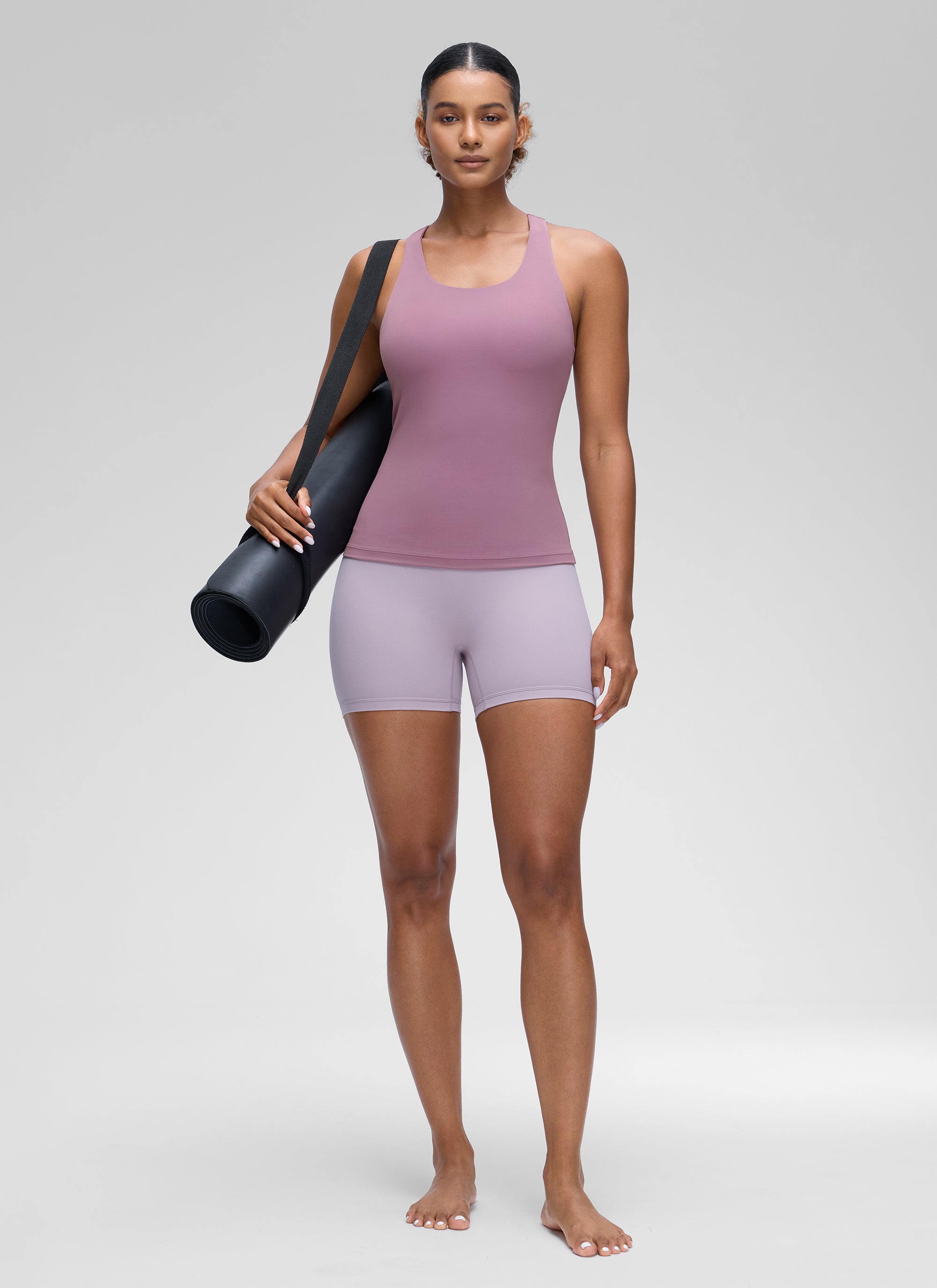 CRZ YOGA Atasan Yoga Wanita Model Ketat Butterluxe Tank Top dengan Bra Terintegrasi Warna Lavender Muda