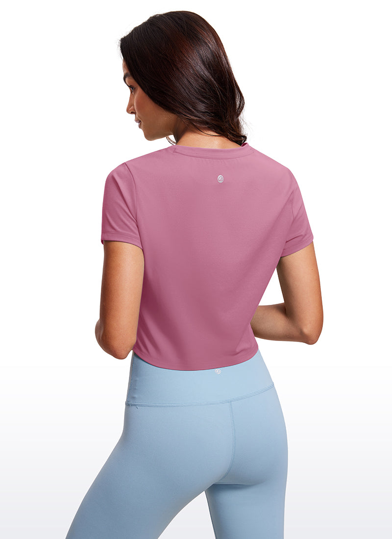 CRZ YOGA Atasan Yoga Wanita Model Klasik Butterluxe Lengan Pendek Cropped Warna Velvet Dust
