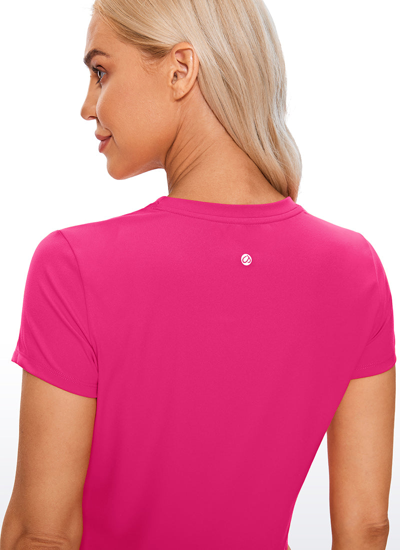 CRZ YOGA Atasan Yoga Wanita Model Klasik Butterluxe Lengan Pendek Cropped Warna Granita Pink
