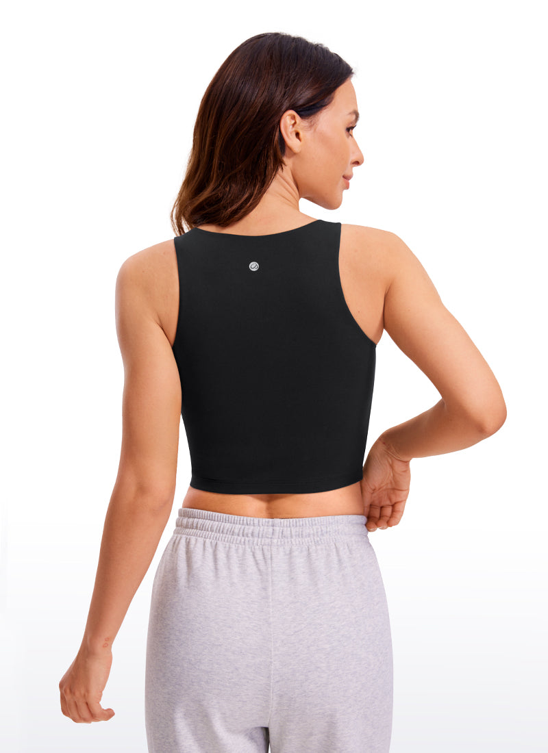 CRZ YOGA Atasan Tanktop Yoga Wanita Model Ketat Butterluxe, Model Racerback, Panjang Pendek, Warna Hitam