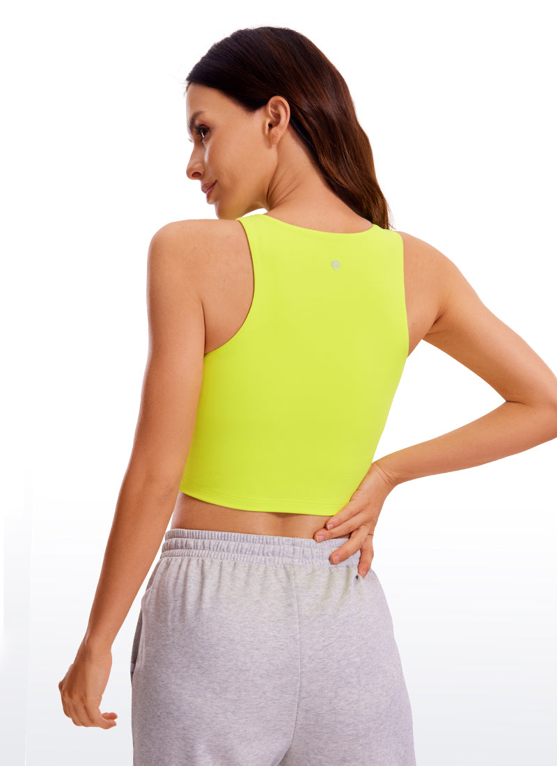 CRZ YOGA Atasan Tanktop Yoga Wanita Model Ketat Butterluxe, Model Racerback, Potongan Pendek, Warna Kuning Neon