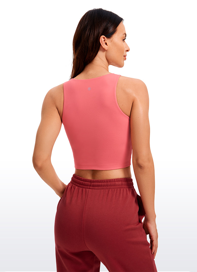 CRZ YOGA Atasan Tank Top Yoga Wanita Model Ketat Butterluxe, Model Racerback, Panjang Pendek, Warna Raspberry Sorbet