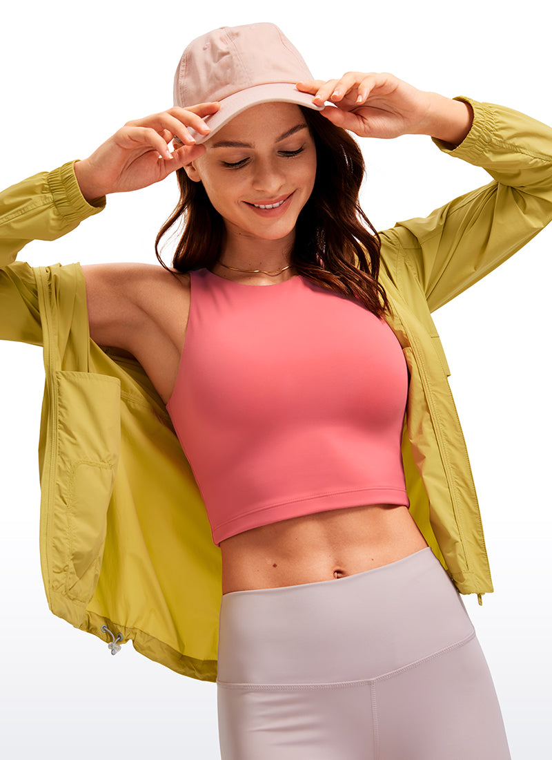 CRZ YOGA Atasan Tank Top Yoga Wanita Model Ketat Butterluxe, Model Racerback, Panjang Pendek, Warna Raspberry Sorbet