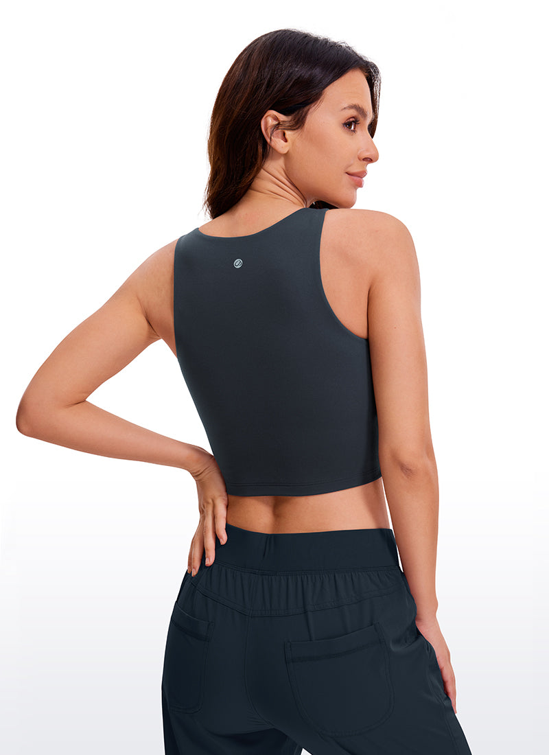 CRZ YOGA Atasan Tank Top Yoga Wanita Model Ketat Butterluxe, Model Racerback, Potongan Pendek, Warna True Navy