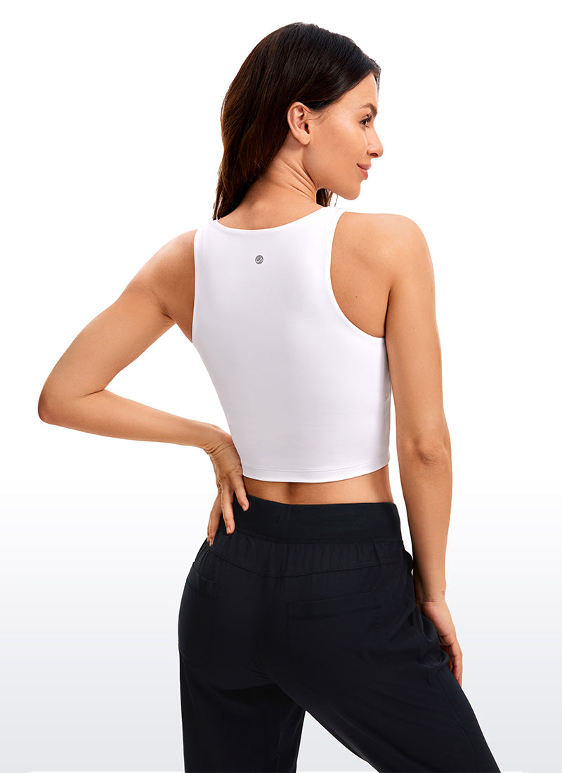 CRZ YOGA Atasan Tanktop Yoga Wanita Model Ketat Butterluxe, Model Racerback, Panjang Pendek, Warna Putih