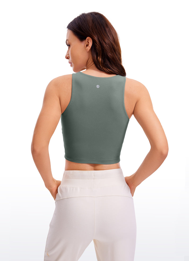 CRZ YOGA Atasan Tanktop Yoga Wanita Model Ketat Butterluxe, Model Racerback, Potongan Pendek, Warna Abu-abu Sage