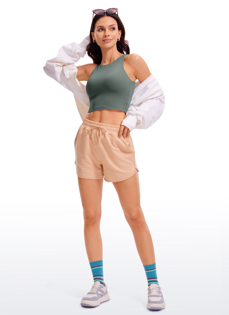 CRZ YOGA Atasan Tanktop Yoga Wanita Model Ketat Butterluxe, Model Racerback, Potongan Pendek, Warna Abu-abu Sage