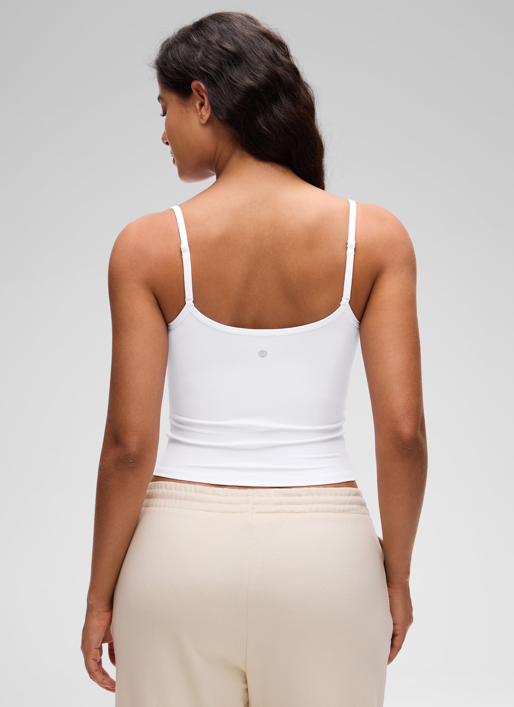 CRZ YOGA Kaos Tanktop Wanita " Butterluxe " Gaya Kasual, Leher Bulat, Punggung Berbentuk U, Lapisan Ganda, Warna Putih