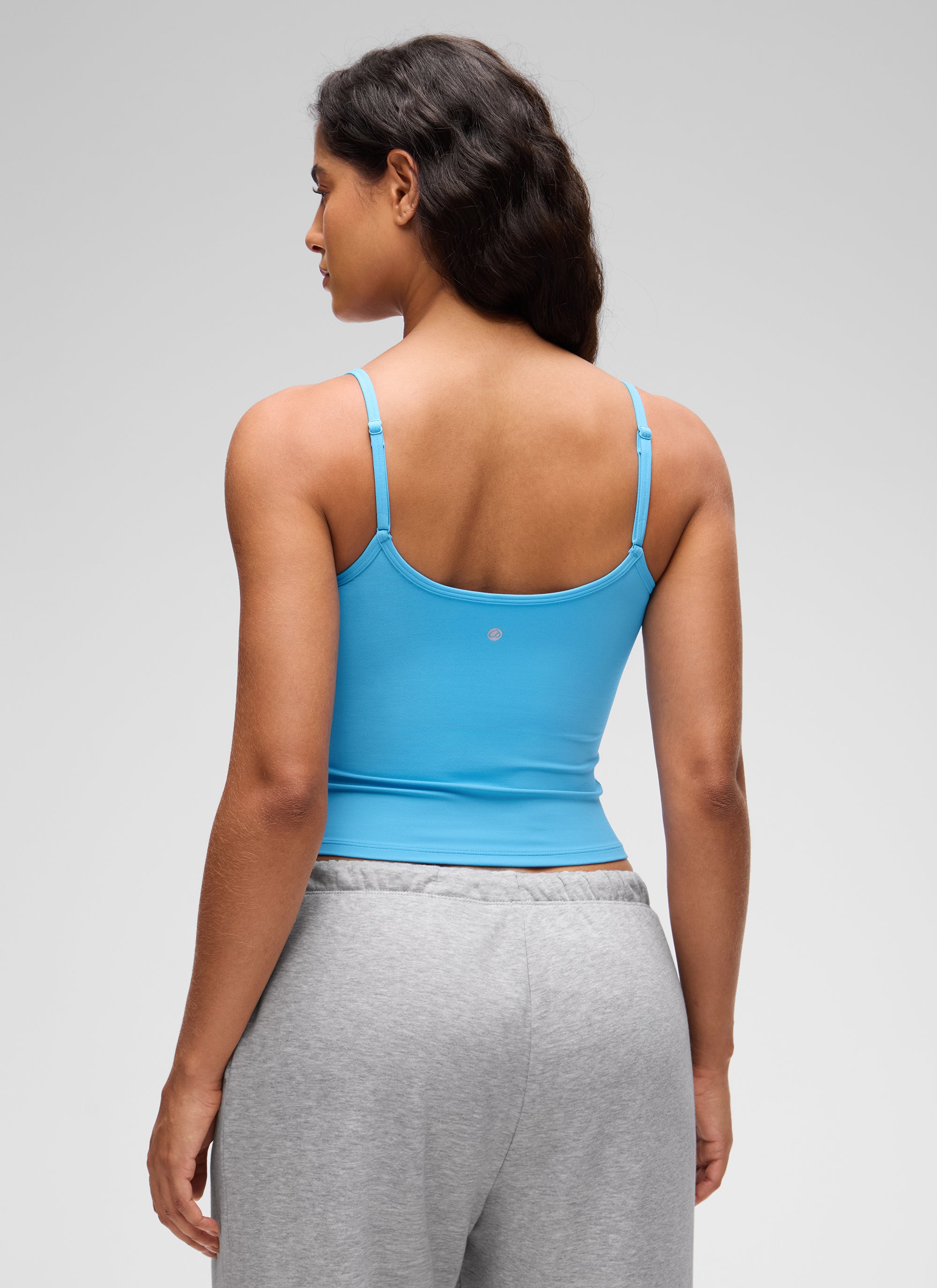 CRZ YOGA Tank Top Wanita " Butterluxe " Gaya Kasual, Leher Bulat, Punggung Berbentuk U, Lapisan Ganda, Warna Biru Kayak