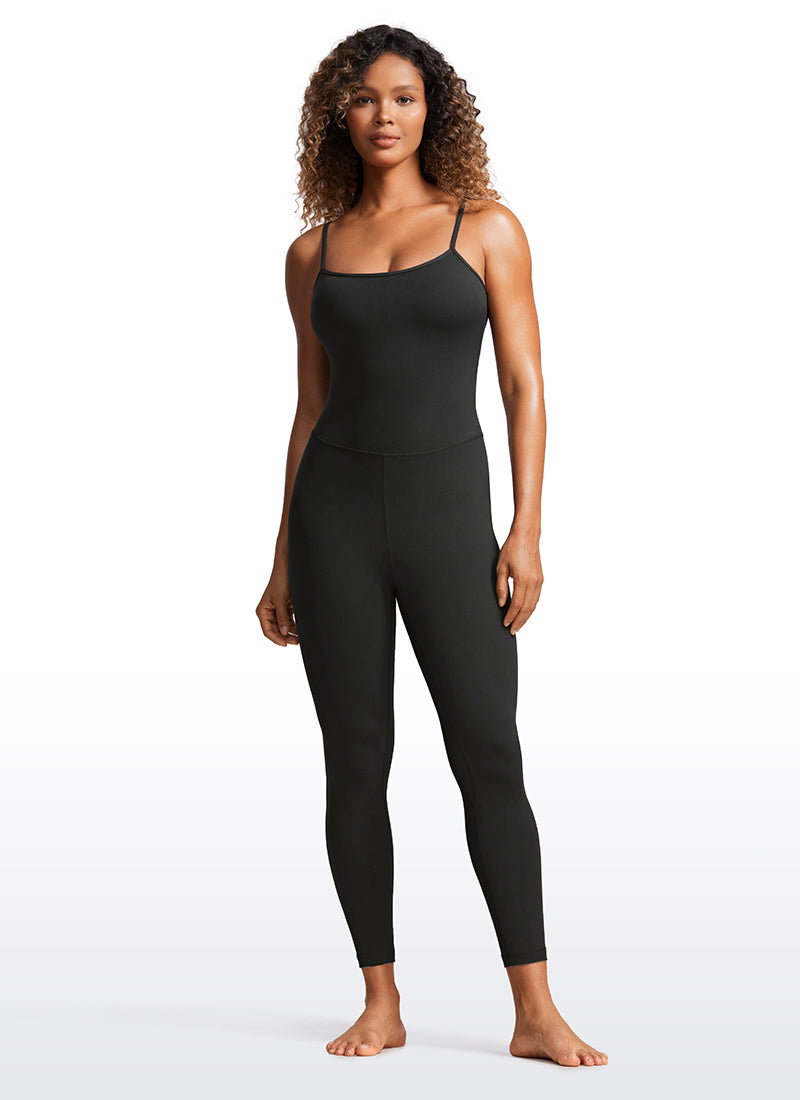 CRZ YOGA Jumpsuit Yoga Wanita Model Ketat dengan Bra Terintegrasi, Warna Hitam