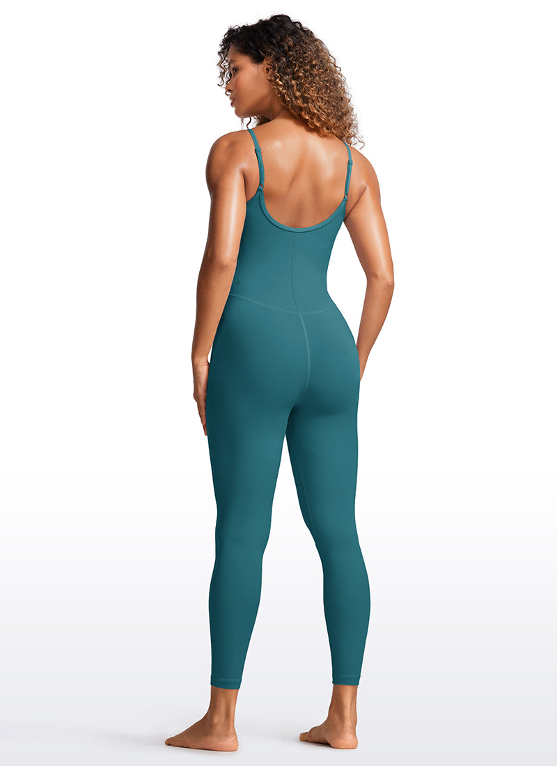 CRZ YOGA Jumpsuit Yoga Wanita Model Ketat dengan Bra Terintegrasi, Warna Hijau Giok