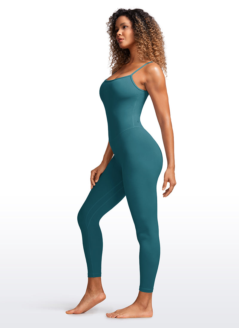CRZ YOGA Jumpsuit Yoga Wanita Model Ketat dengan Bra Terintegrasi, Warna Hijau Giok