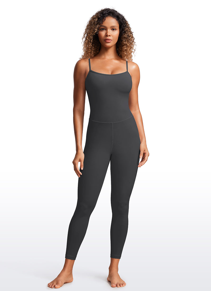 CRZ YOGA Jumpsuit Yoga Wanita Model Ketat dengan Bra Terintegrasi, Warna Abu-abu Misterius