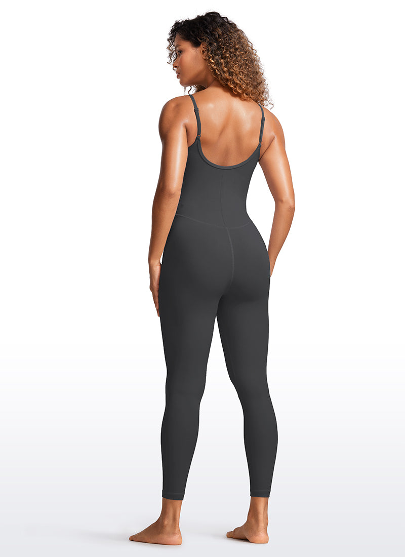 CRZ YOGA Jumpsuit Yoga Wanita Model Ketat dengan Bra Terintegrasi, Warna Abu-abu Misterius