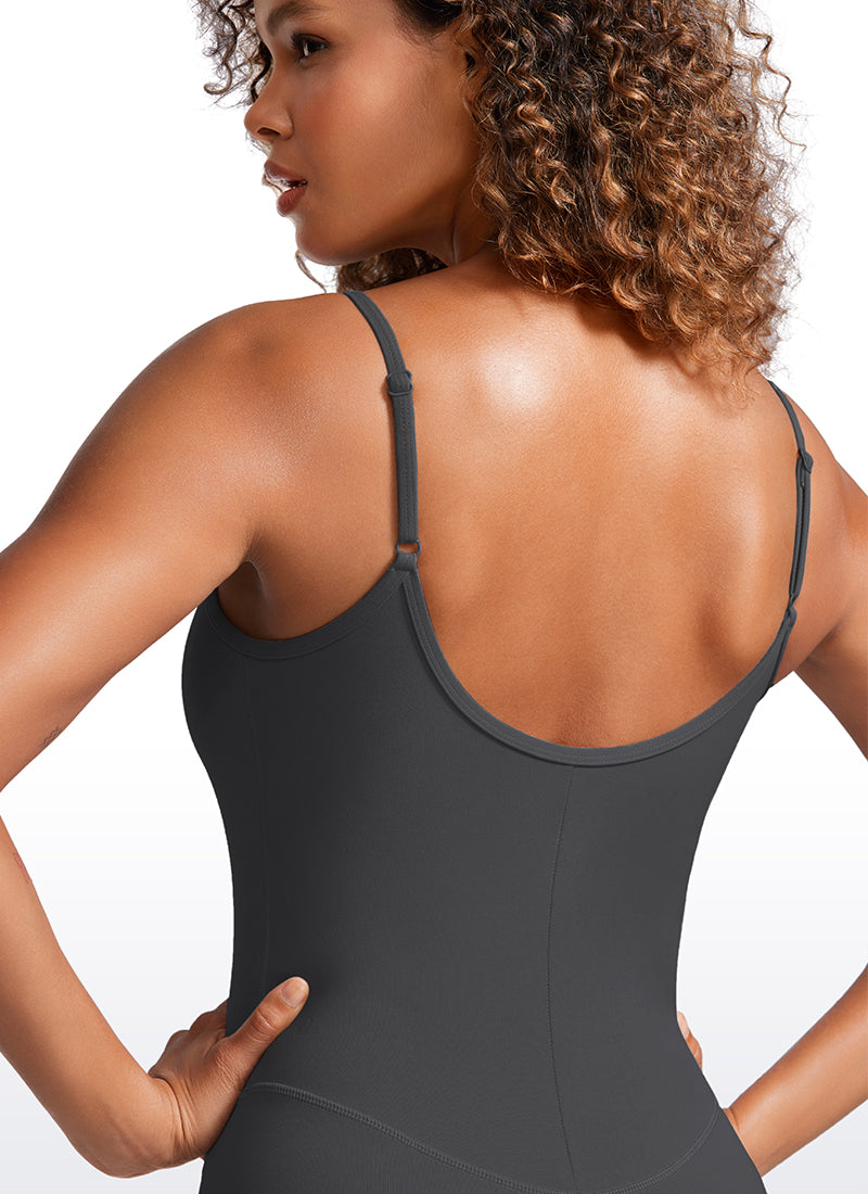 CRZ YOGA Jumpsuit Yoga Wanita Model Ketat dengan Bra Terintegrasi, Warna Abu-abu Misterius