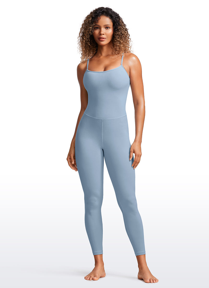 CRZ YOGA Jumpsuit Yoga Wanita Model Ketat dengan Bra Terintegrasi, Warna Biru Cambric