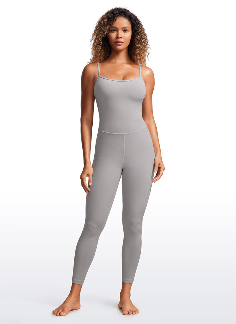 CRZ YOGA Jumpsuit Yoga Wanita Model Ketat dengan Bra Terintegrasi, Warna Gull Gray