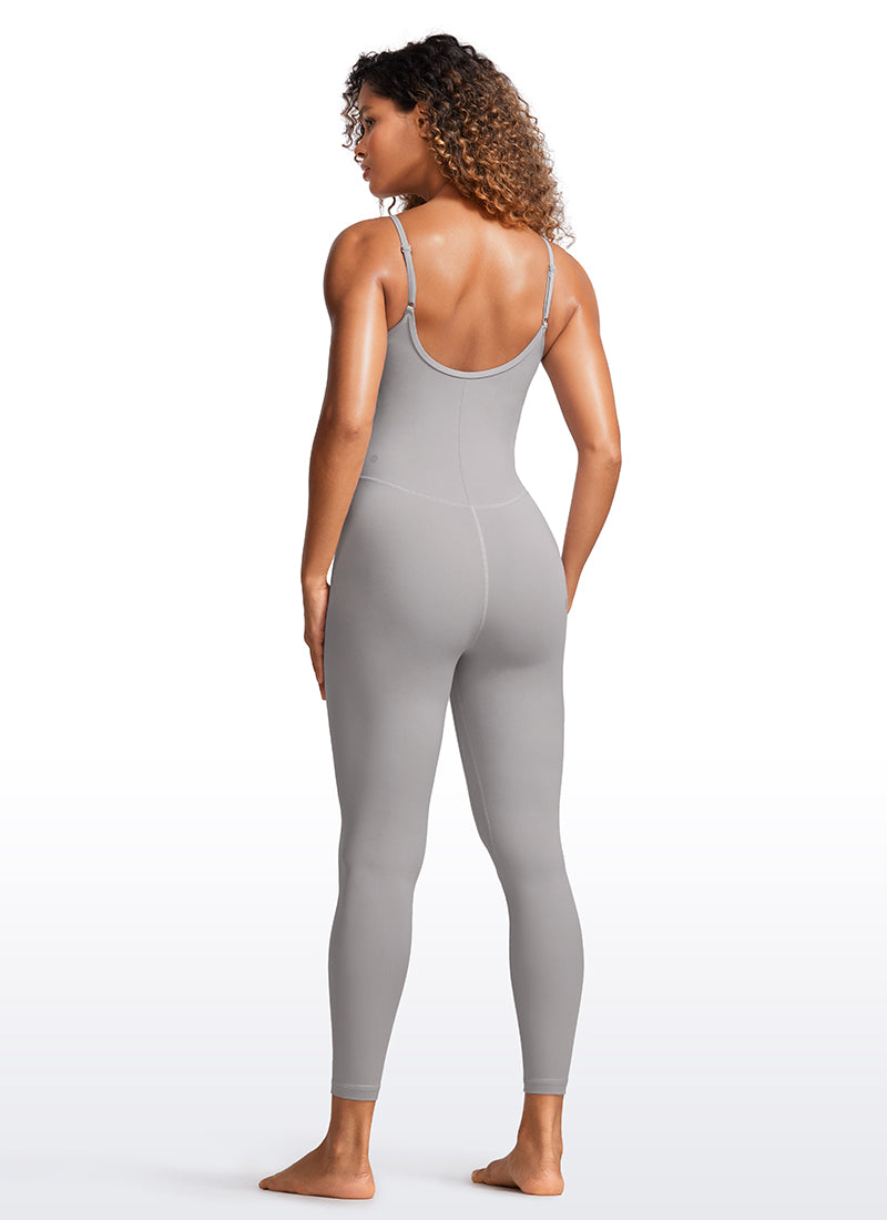 CRZ YOGA Jumpsuit Yoga Wanita Model Ketat dengan Bra Terintegrasi, Warna Gull Gray