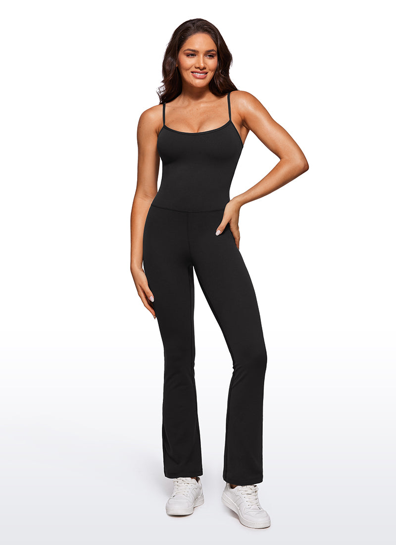 CRZ YOGA Jumpsuit Yoga Wanita Model Ketat dan Melebar dengan Bra Terintegrasi, Warna Hitam