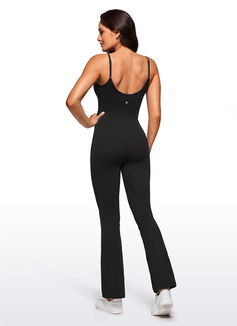 CRZ YOGA Jumpsuit Yoga Wanita Model Ketat dan Melebar dengan Bra Terintegrasi, Warna Hitam