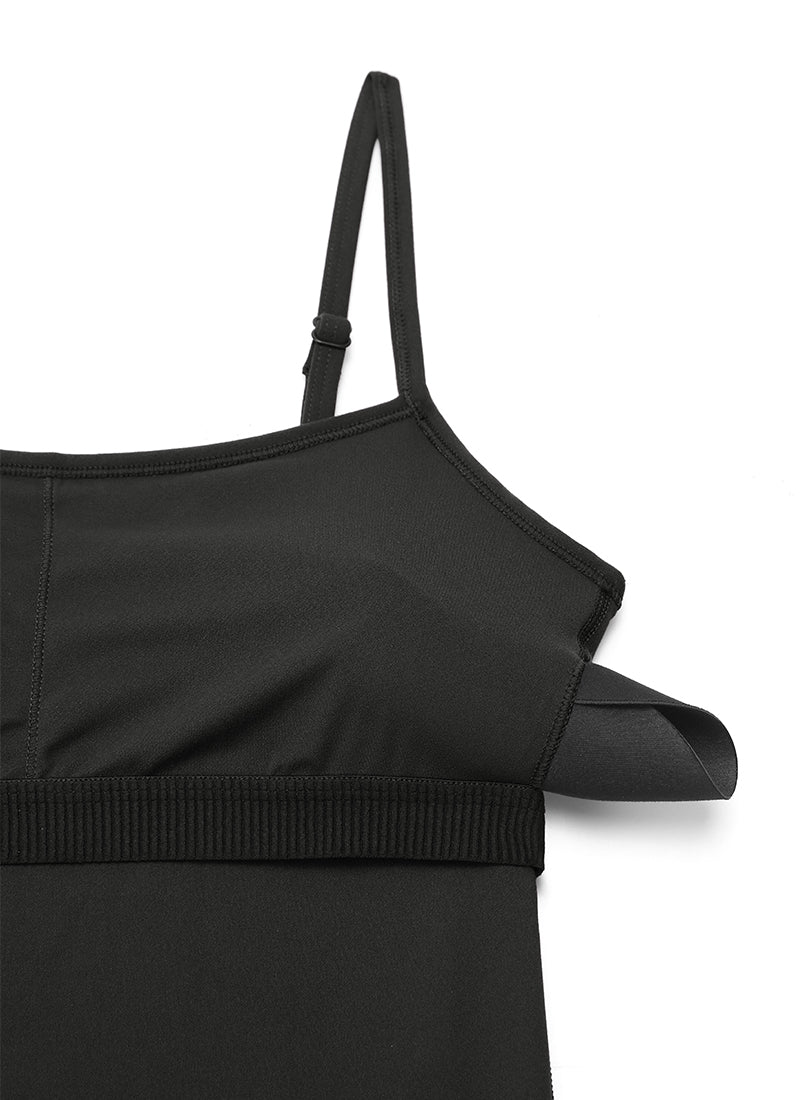 CRZ YOGA Jumpsuit Yoga Wanita Model Ketat dan Melebar dengan Bra Terintegrasi, Warna Hitam