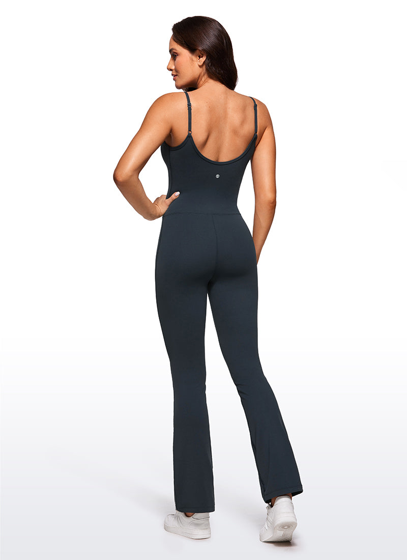 CRZ YOGA Jumpsuit Yoga Wanita Model Ketat dan Melebar dengan Bra Terintegrasi, Warna True Navy