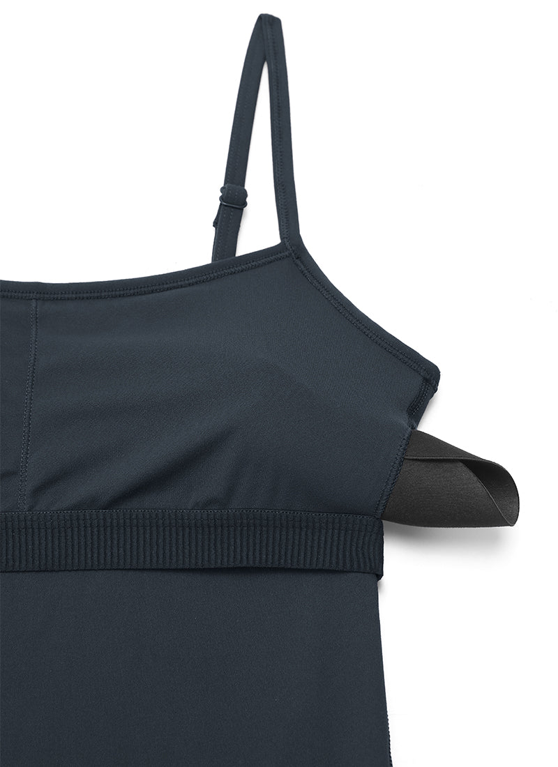 CRZ YOGA Jumpsuit Yoga Wanita Model Ketat dan Melebar dengan Bra Terintegrasi, Warna True Navy