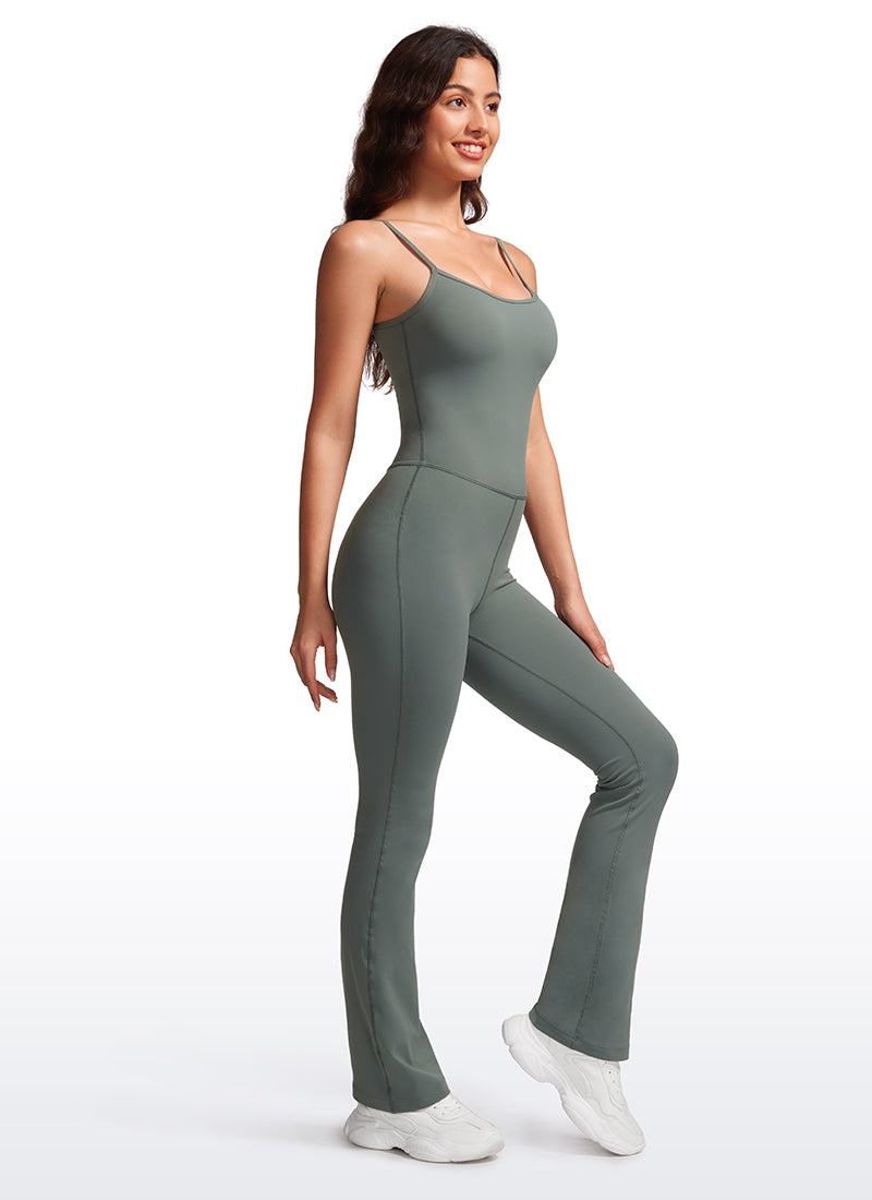 CRZ YOGA Jumpsuit Yoga Wanita Model Ketat dan Melebar dengan Bra Terintegrasi, Warna Abu-abu Sage