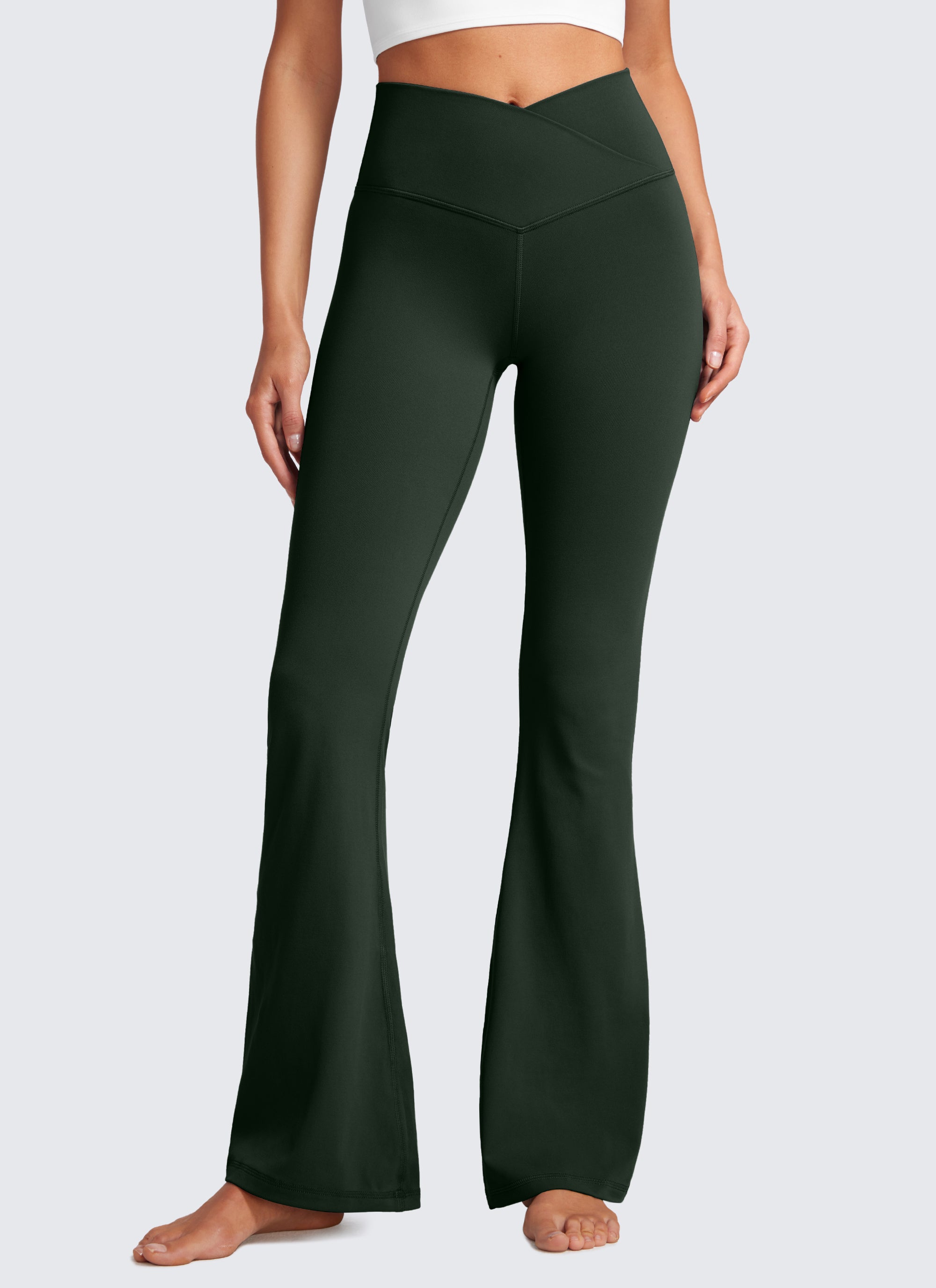 CRZ YOGA Legging Wanita dengan Motif " Butterluxe " V-Crossover, Pinggang Tinggi, dan Potongan Melebar Ukuran 29
