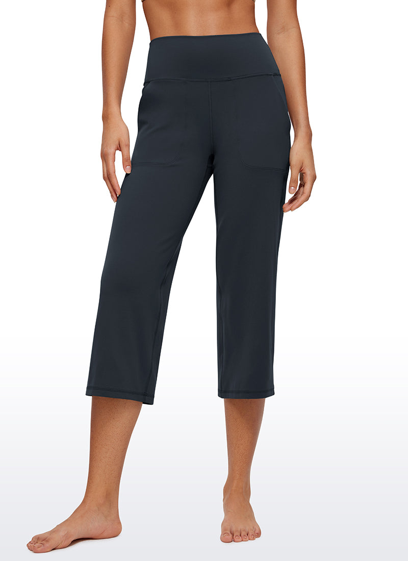 CRZ YOGA Celana Wanita Model " Butterluxe " Pinggang Tinggi dan Kaki Lebar dengan Saku, 23'' True Navy