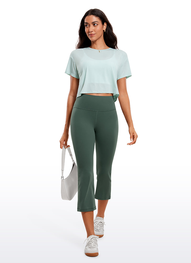 Butterluxe Legging Pinggang Tinggi, Berbentuk Melebar, Kaki Lebar, Model Bootcut, dengan Saku, Ukuran 23