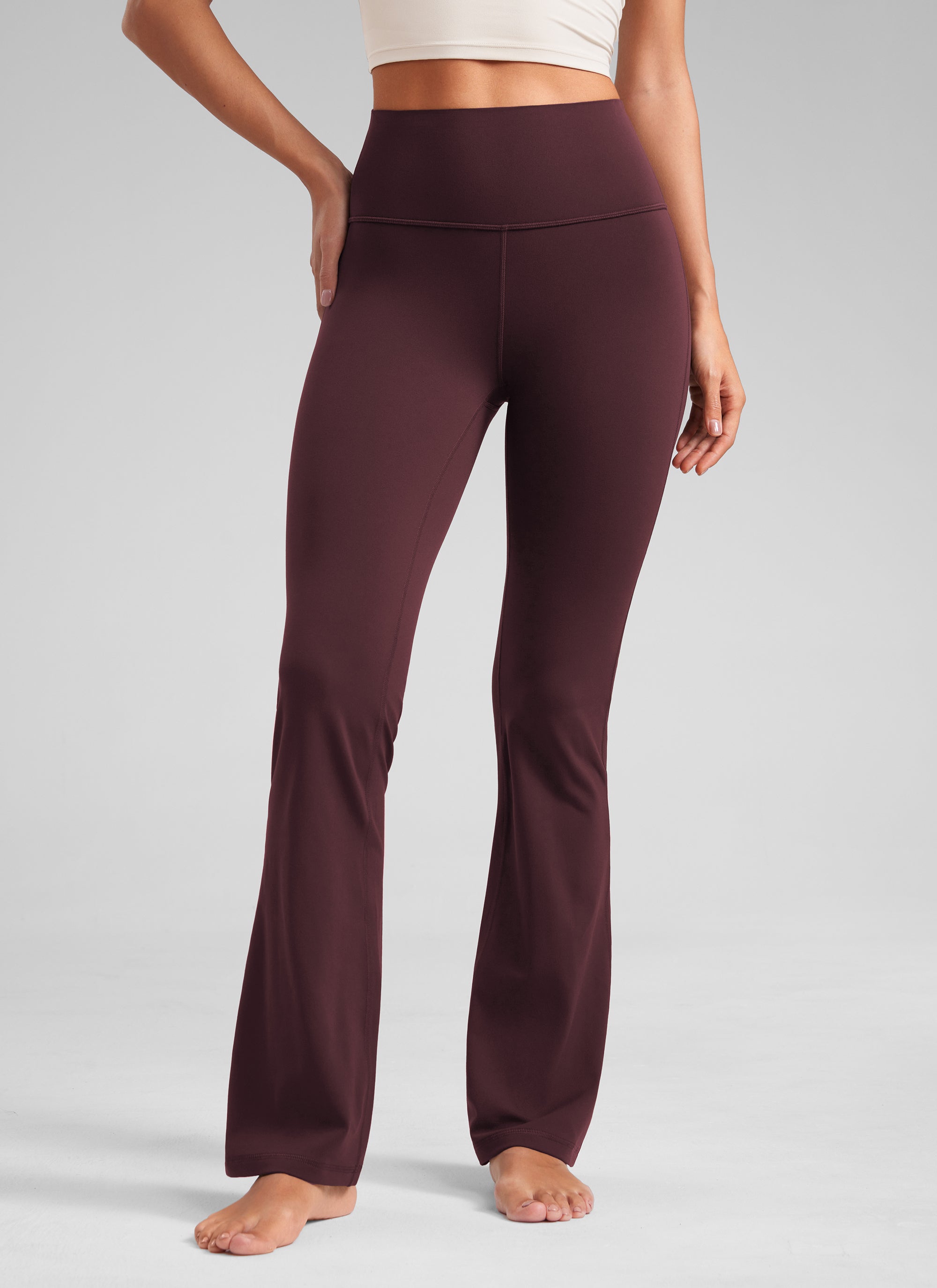 Butterluxe Legging Pinggang Tinggi, Berbentuk Melebar, Kaki Lebar, Model Bootcut, dengan Saku, Ukuran 33