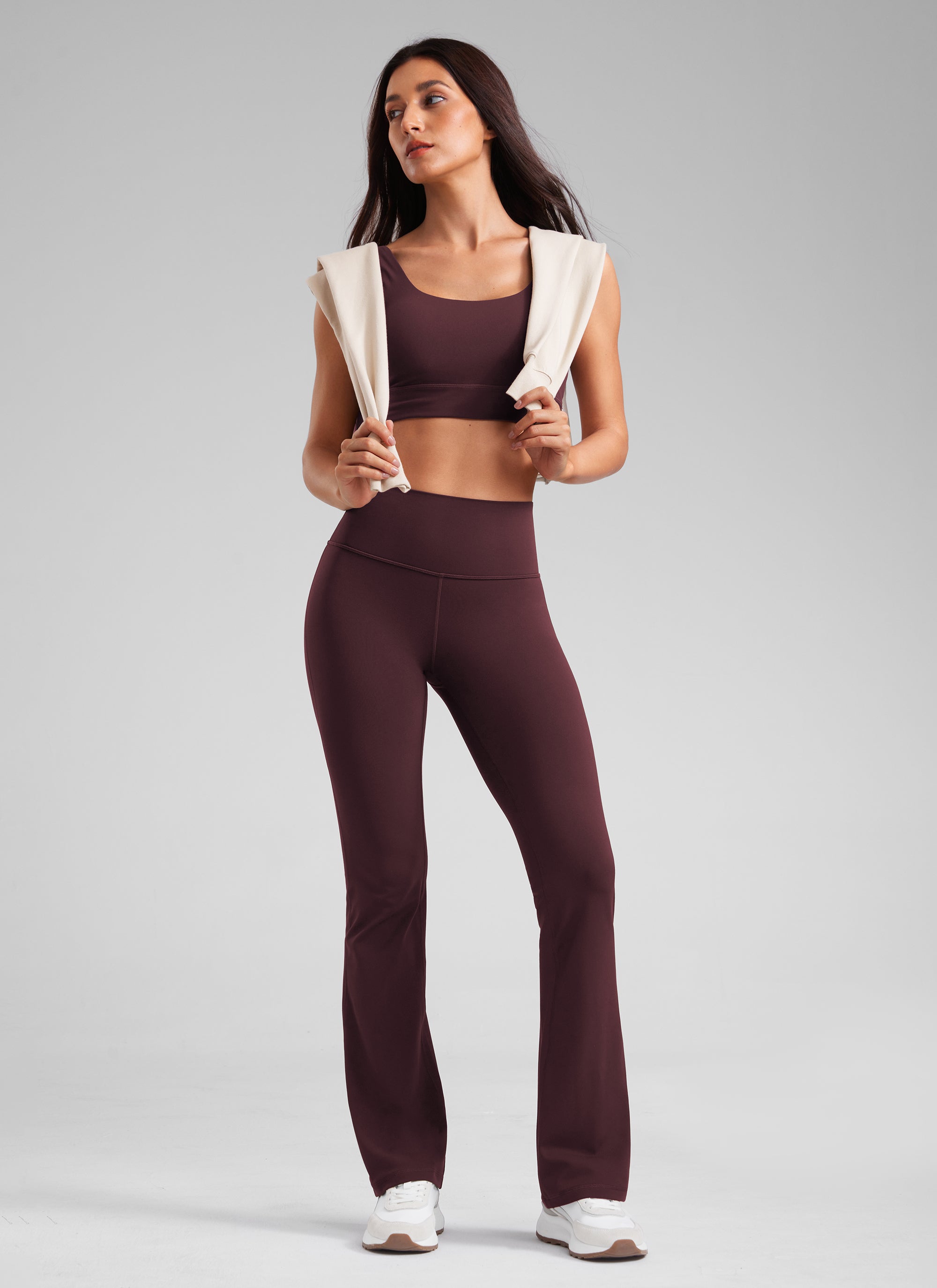 Butterluxe Legging Pinggang Tinggi, Berbentuk Melebar, Kaki Lebar, Model Bootcut, dengan Saku, Ukuran 33
