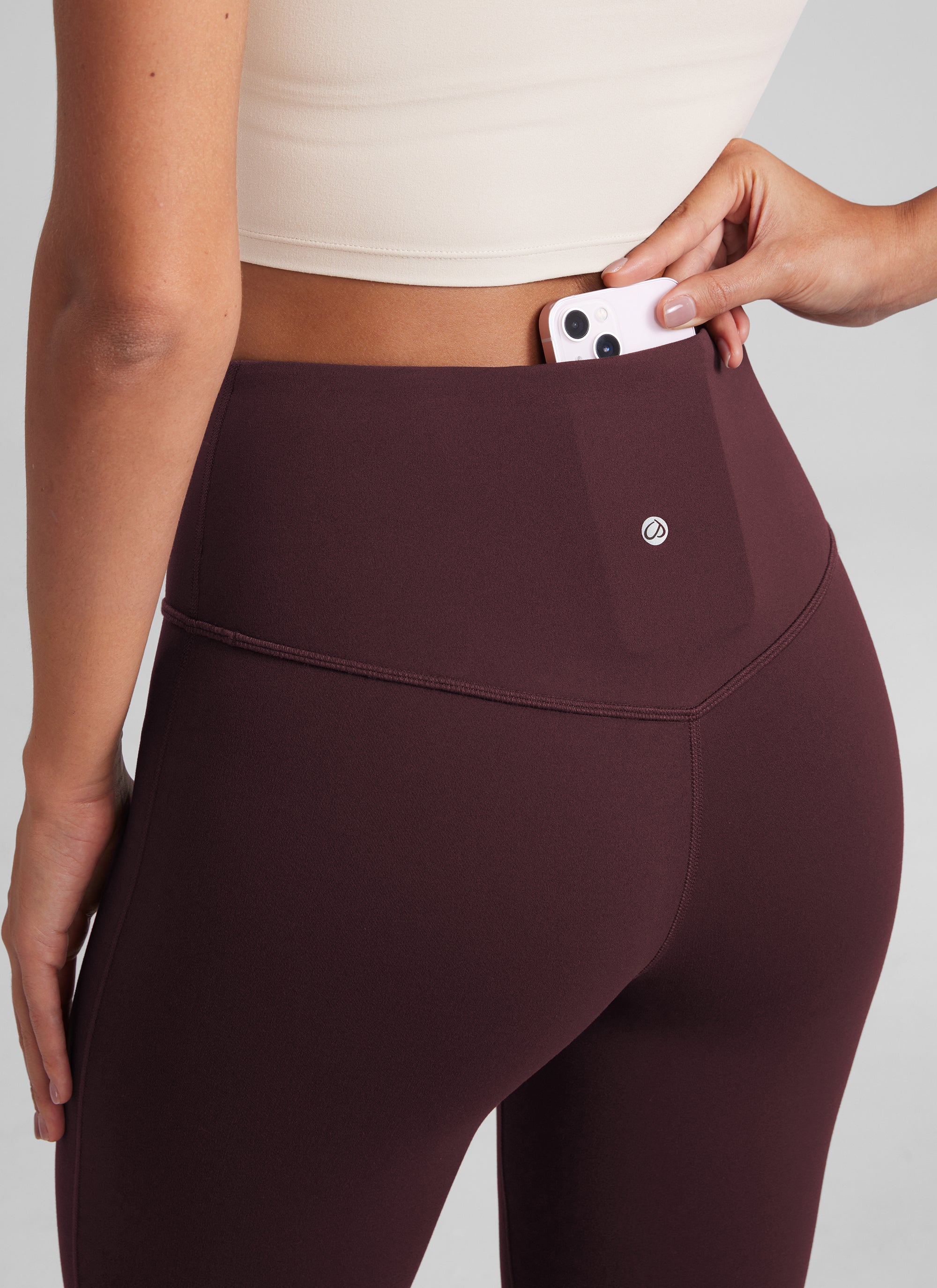 Butterluxe Legging Pinggang Tinggi, Berbentuk Melebar, Kaki Lebar, Model Bootcut, dengan Saku, Ukuran 33