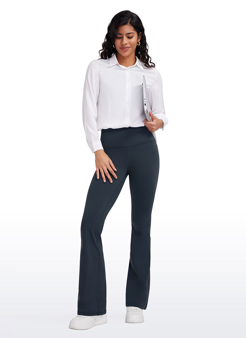 Butterluxe Legging Pinggang Tinggi, Berbentuk Melebar, Kaki Lebar, Model Bootcut, dengan Saku, Ukuran 33