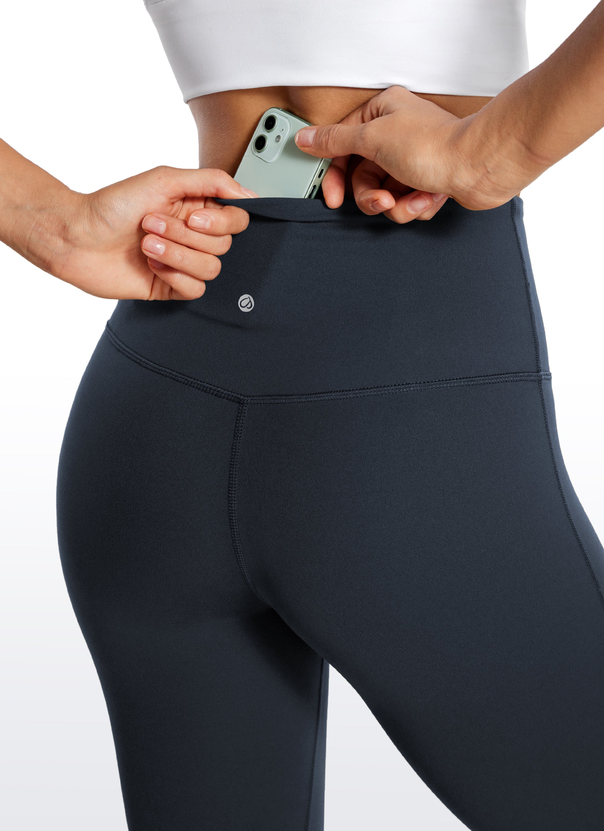 Butterluxe Legging Pinggang Tinggi, Berbentuk Melebar, Kaki Lebar, Model Bootcut, dengan Saku, Ukuran 33