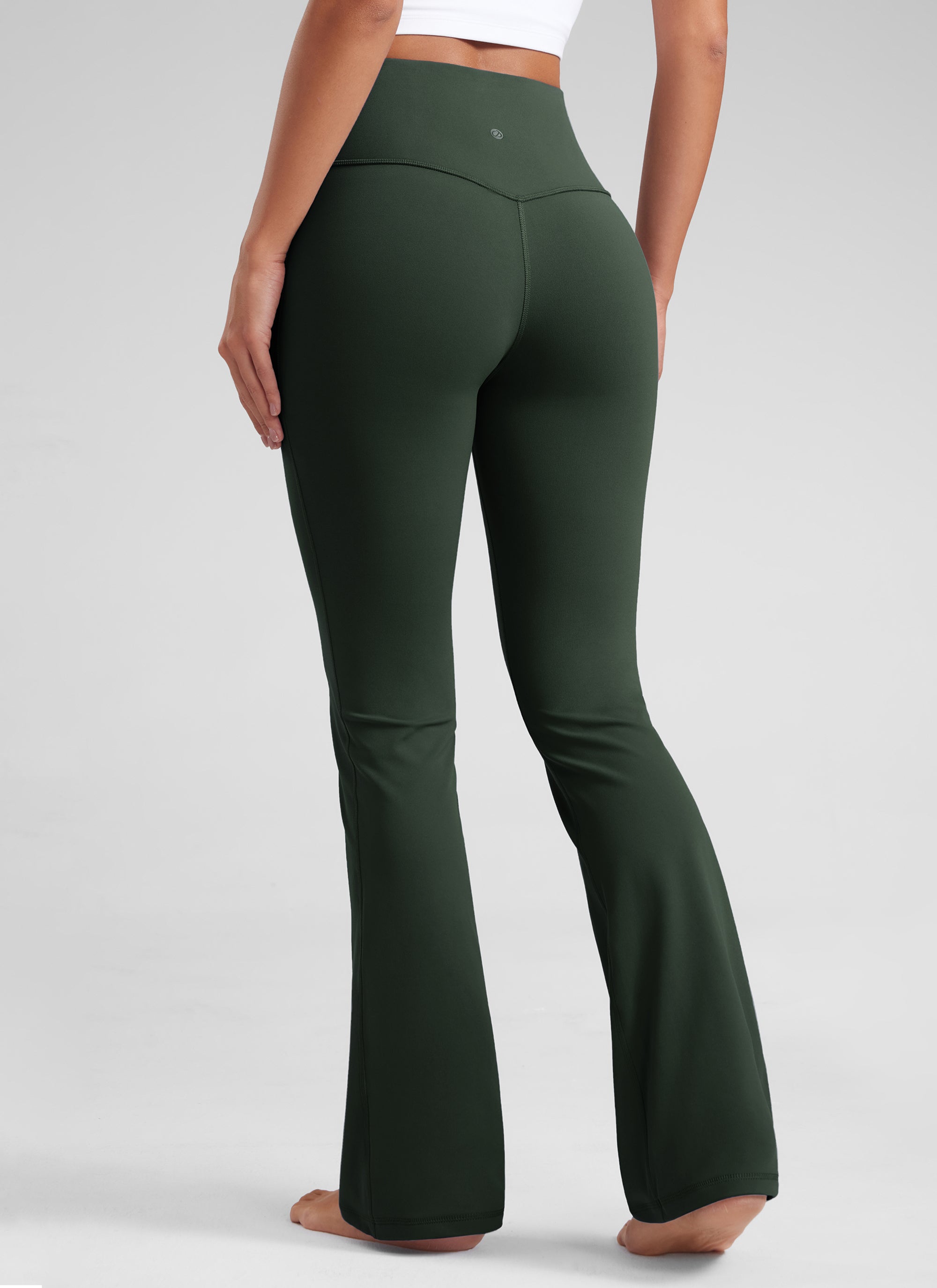 Butterluxe Legging Pinggang Tinggi, Berbentuk Melebar, Kaki Lebar, Model Bootcut, dengan Saku, Ukuran 33